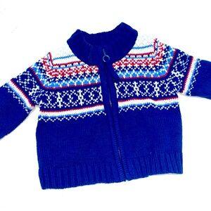 Circo Blue and Red Patterned Kids Sweater